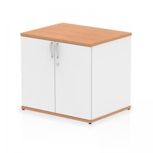 Impulse 600mm Deep Desk High Cupboard Oak and White I005067