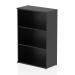 The dynamic large bookcases Impulse 1200mm Bookcase Black features a sleek and modern design. The bookcase stands at 1200mm tall, providing ample room for storing books and other items. The black finish adds a touch of sophistication to any space, making it a versatile addition to any office or home. Its compact size and sturdy construction make it ideal for organizing books, files, and decorative items.