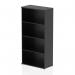 This photo showcases a sleek and modern black 1600mm bookcase, with dynamic large shelves that provide ample storage space. The bold design and sturdy construction of this impulse bookcase add a touch of sophistication to any room.