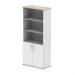 Impulse 2000mm Open Shelves Cupboard Grey Oak and White with White Doors I005102