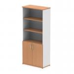 This photo captures a sleek and modern display of dynamic tall cupboards, with open shelves and a combination of oak and white finishes. The 2000mm height adds a sense of grandeur, while the oak doors provide a touch of warmth.