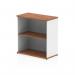 The photograph of the dynamic low bookcases Impulse 800mm bookcase in walnut and white showcases a sleek and modern design, with clean lines and a minimalist aesthetic. The alternating colors of walnut and white add visual interest, while the low height makes it perfect for versatile use in any room.