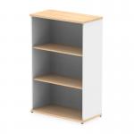 This image shows a dynamic large bookcase with a sleek, modern design. It measures 1200mm in size and features a striking combination of maple and white finishes. The bookcase is sturdy and functional, with multiple shelves for storing books and other items.