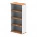 The photo showcases dynamic large bookcases with an Impulse 1600mm Bookcase Oak and White design. The bookcase features a spacious storage area and a sleek, modern aesthetic. The combination of oak and white adds a touch of elegance to any space.