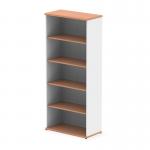 A photo of the Dynamic tall bookcases Impulse 2000mm Bookcase in Beech and White shows a sleek and modern design with clean lines. The tall bookcase stands at 2000mm and features a beautiful combination of beech and white finishes. Multiple shelves offer ample space for storing books and other items.
