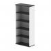 This picture features a dynamic tall bookcase, measuring 2000mm, in a striking black and white design. Its sleek and modern appearance is sure to make a statement in any space. The shelves are spacious and perfect for displaying books and other items.