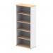 The image shows a sleek and modern bookcase with a dynamic and tall design. It features an impressive height of 2000mm and a stylish maple and white color scheme. The bookcase exudes a strong sense of quality and sophistication.