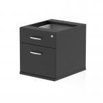 The Dynamic Pedestal Desk Impulse features a sleek black fixed pedestal with 2 spacious drawers for storage. Its dynamic design adds a touch of modernity to any workspace.