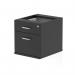 The Dynamic Pedestal Desk Impulse features a sleek black fixed pedestal with 2 spacious drawers for storage. Its dynamic design adds a touch of modernity to any workspace.