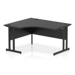 Impulse 1400mm Left Crescent Office Desk Black Top Black Cantilever Leg I005145