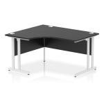 Impulse 1400mm Left Crescent Office Desk Black Top White Cantilever Leg I005147