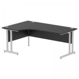 Impulse 1800mm Left Crescent Office Desk Black Top Silver Cantilever