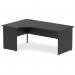 The photo features a sleek and modern dynamic left hand desk, measuring 1800mm, with a stylish black top panel and end leg. Its unique crescent shape adds a touch of elegance to any office space.