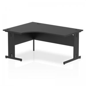 Impulse 1600mm Left Crescent Office Desk Black Top Black Cable Managed