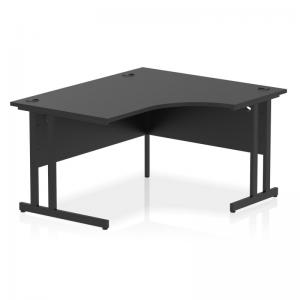 Impulse 1400mm Right Crescent Office Desk Black Top Black Cantilever