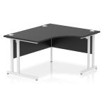 Impulse 1400mm Right Crescent Office Desk Black Top White Cantilever Leg I005168