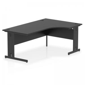 Impulse 1800mm Right Crescent Office Desk Black Top Black Cable