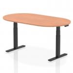 In the image, the dynamic boardroom and conference tables showcase a stylish Impulse 1800mm beech top with a sleek black height-adjustable leg. The table is spacious and modern, perfect for hosting productive meetings and presentations. The overall design exudes professionalism and sophistication.