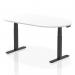 This image features a sleek and modern dynamic boardroom, complete with a 1800mm white tabletop and black height-adjustable legs. The conference tables are perfect for any professional meeting or discussion.