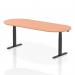 The dynamic boardroom and conference tables feature a modern design with a 2400mm beech top and black height adjustable legs. The sleek and professional appearance is perfect for any high-level meetings or presentations. The table is spacious and versatile, providing ample room for collaboration and discussion.