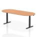 Impulse 2400mm Boardroom Table Oak Top Black Height Adjustable Leg I005198