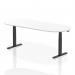 This picture features a sleek and modern Dynamic Boardroom and Conference Table in white, measuring 2400mm in length. Its black height-adjustable legs add a touch of sophistication to any meeting space.