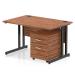 Impulse 1200 x 800mm Straight Office Desk Walnut Top Black Cantilever Leg Workstation 2 Drawer Mobile Pedestal I005212