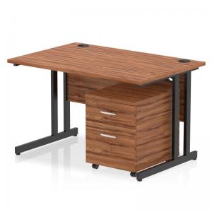 Impulse 1200 x 800mm Straight Office Desk Walnut Top Black Cantilever