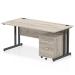 Impulse 1600 x 800mm Straight Office Desk Grey Oak Top Black Cantilever Leg Workstation 2 Drawer Mobile Pedestal I005236