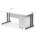 Impulse 1600 x 800mm Straight Office Desk White Top Black Cantilever Leg Workstation 2 Drawer Mobile Pedestal I005239