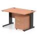 Impulse 1200 x 800mm Straight Office Desk Beech Top Black Cable Managed Leg Workstation 2 Drawer Mobile Pedestal I005262