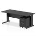 Impulse 1800 x 800mm Straight Office Desk Black Top Black Cable Managed Leg Workstation 2 Drawer Mobile Pedestal I005305