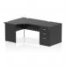 Impulse 1400mm Left Crescent Office Desk Black Top Panel End Leg Workstation 800 Deep Desk High Pedestal I005355