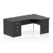 Impulse 1400mm Right Crescent Office Desk Black Top Panel End Leg Workstation 800 Deep Desk High Pedestal I005397