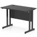 This photo features a sleek black top, straight office desk measuring 1000 x 600mm with a black cantilever leg. The dynamic rectangle design adds a touch of modernity to any workspace.