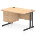 Impulse 1200 x 800mm Straight Office Desk Maple Top Black Cantilever Leg Workstation 1 x 3 Drawer Fixed Pedestal I005458