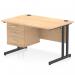 The Dynamic Pedestal Desk Impulse features a sleek Maple top and a sturdy black cantilever leg. It also comes with a convenient 3 drawer fixed pedestal for extra storage. This 1200 x 800mm straight office desk is perfect for any modern workstation.