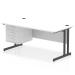 Impulse 1600 x 800mm Straight Office Desk White Top Black Cantilever Leg Workstation 1 x 3 Drawer Fixed Pedestal I005514