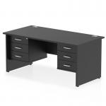 This dynamic pedestal desk is designed with a sleek black top panel and sturdy end leg workstation. The 2 x 3 drawer fixed pedestal provides ample storage space for all your office essentials. It measures 1600 x 800mm, making it the perfect addition to any modern office space.