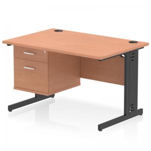 Impulse 1200 x 800mm Straight Office Desk Beech Top Black Cable