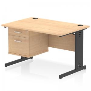 Impulse 1200 x 800mm Straight Office Desk Maple Top Black Cable