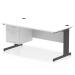 Impulse 1600 x 800mm Straight Office Desk White Top Black Cable Managed Leg Workstation 1 x 2 Drawer Fixed Pedestal I005683