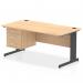 The Dynamic Pedestal Desk Impulse has a spacious 1600 x 800mm straight maple top, perfect for any office space. Its black cable managed legs provide a clean and organized look. The desk also comes with a convenient 3 drawer fixed pedestal for extra storage.