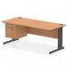 The Dynamic Pedestal Desk Impulse is a sleek and functional office desk. Its oak top and black cable managed leg provide a stylish and modern look. The desk also features a fixed 2 drawer pedestal for added storage.
