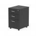 The dynamic pedestal desk Impulse has a sleek and modern design with a black 3 drawer under desk pedestal. It features a spacious desk surface, perfect for any workspace. The sturdy pedestal adds functionality and style to this contemporary desk.