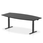 High Gloss 2400mm Writable Boardroom Table Black Top Black Height Adjustable Leg I005791