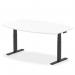 In the photo, there is a sleek and modern dynamic boardroom with high gloss conference tables. The tables are 1800mm wide and have a writable white top. The leg is black and adjustable in height, adding versatility to the design. The overall look is professional and sophisticated, perfect for a productive and collaborative meeting space.