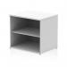 The photograph shows a sleek and modern dynamic low bookcase in crisp white color. It has a desk high design with a depth of 600mm, providing ample storage space. The clean lines and minimalist design make it a perfect addition to any contemporary space.