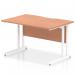 The Dynamic Rectangle Desks Impulse has a fresh, modern appearance with its sleek beech top and white cantilever leg. The desk is 1200 x 800mm in size and features a unique scalloped edge for added style. Perfect for any office space, this desk offers both functionality and a touch of elegance.