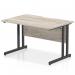 Impulse 1200 x 800mm Scalloped Edge Straight Office Desk Grey Oak Top Black Cantilever Leg I005858